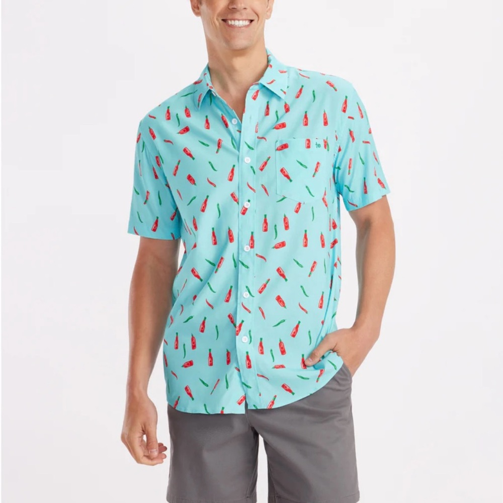 NWT Tipsy Elves Hot‎ Sauce Summer Hawaiian Shirt Bachelor Vacation BBQ L